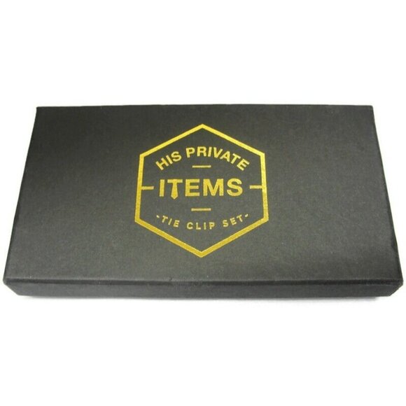 Cufflinks Tie Clip Set 3 Colors His Private Items Accessories IOB - Picture 3 of 16